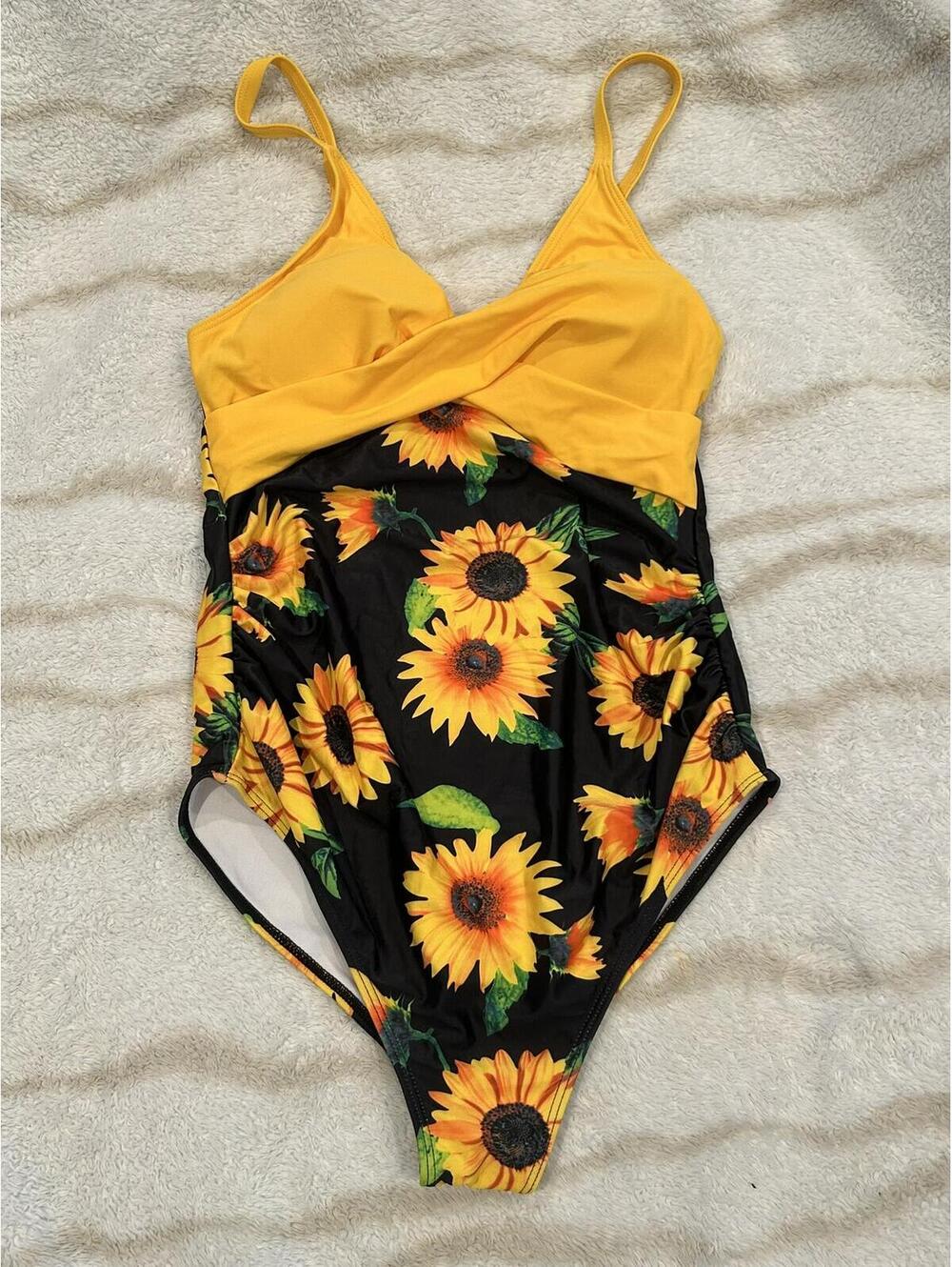 Ziola Maternity One-Piece Swimsuit with Sunflower Print